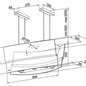Вытяжка MAUNFELD CLIMB (ISLA) 90 нержавейка/черное стекло купить с доставкой по Москве и Московской области в интернет-магазине АваТехно
