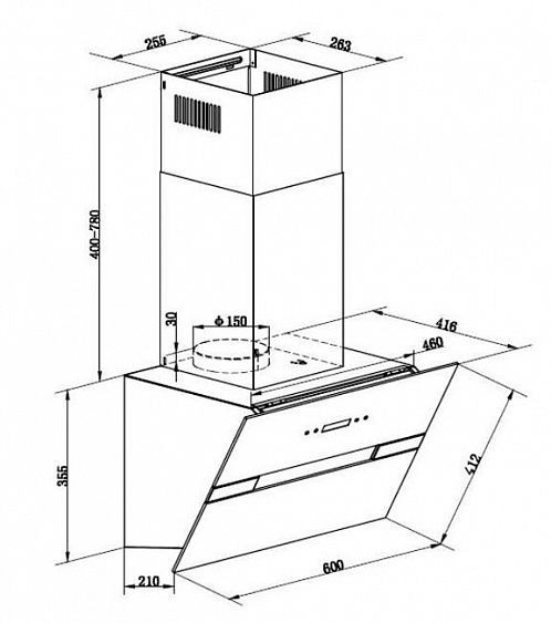 Каминная вытяжка Maunfeld Mersey 60 нержавейка/белое стекло купить с доставкой по Москве и Московской области в интернет-магазине АваТехно