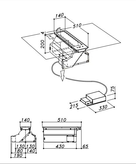 Встраиваемая вытяжка в стол SIRIUS S-DD20 TC EM B купить с доставкой по Москве и Московской области в интернет-магазине АваТехно