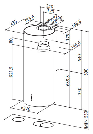 Вытяжка FABER 110.0332.307 FABER CYLINDRA/2 EV8 2EL XH890 купить с доставкой по Москве и Московской области в интернет-магазине АваТехно