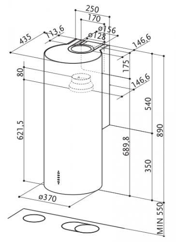 Вытяжка FABER 110.0156.633  CYLINDRA GLOSS EG8 W A37 ELN купить с доставкой по Москве и Московской области в интернет-магазине АваТехно