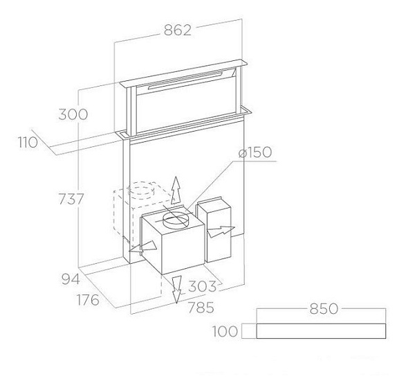 Встраиваемая вытяжка в стол Elica GETUP IX/A/90 купить с доставкой по Москве и Московской области в интернет-магазине АваТехно