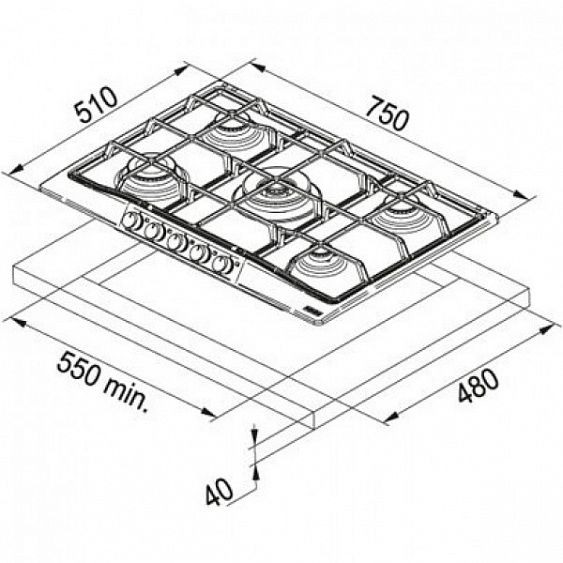 Поверхность FRANKE fhtl 755 4g tc co c купить с доставкой по Москве и Московской области в интернет-магазине АваТехно