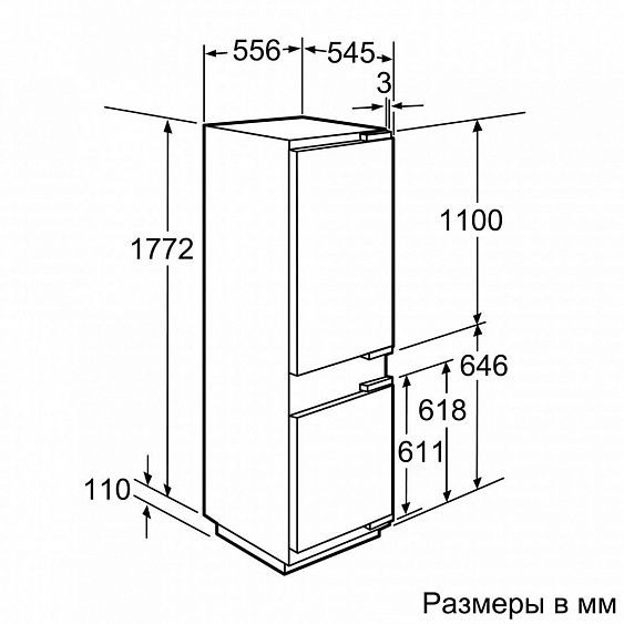 Встраиваемый холодильник схема