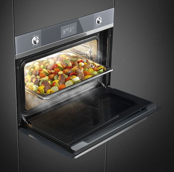 Духовой шкаф электрический компактный SMEG SF4102VCS купить с доставкой по Москве и Московской области в интернет-магазине АваТехно