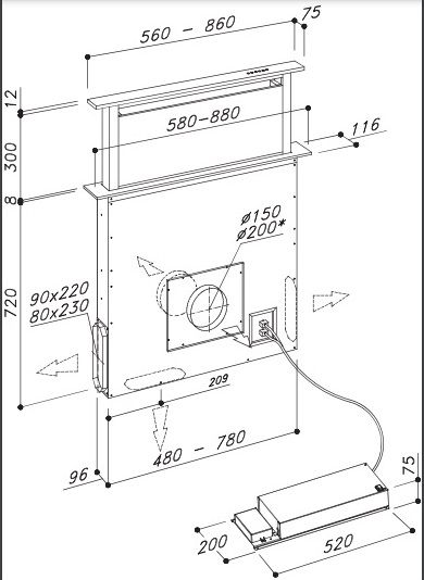 Встраиваемая вытяжка в стол SIRIUS S-DD20 EM IX Встраиваемая вытяжка в стол SIRIUS S-DD20 EM IX купить с доставкой по Москве и Московской области в интернет-магазине АваТехно