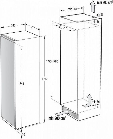 Встраиваемый однокамерный холодильник Gorenje GDR5182A1 купить с доставкой по Москве и Московской области в интернет-магазине АваТехно