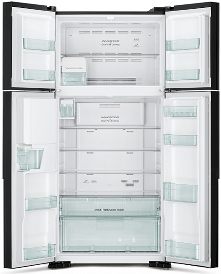 Холодильник HITACHI R-W 662 PU7X GBK черное стекло купить с доставкой по Москве и Московской области в интернет-магазине АваТехно