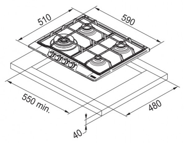 Поверхность FRANKE fhcl 604 3g tc pw c купить с доставкой по Москве и Московской области в интернет-магазине АваТехно