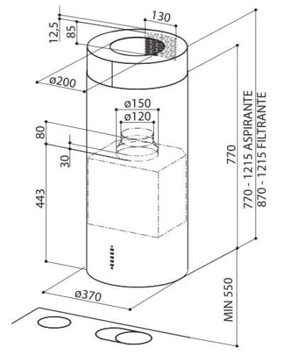 Вытяжка Faber CYLINDRA ISOLA EG10 X A37 ELN купить с доставкой по Москве и Московской области в интернет-магазине АваТехно