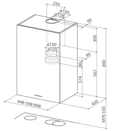 Вытяжка FABER 110.0156.636  CUBIA EG8 X A 90 ACTIVE купить с доставкой по Москве и Московской области в интернет-магазине АваТехно
