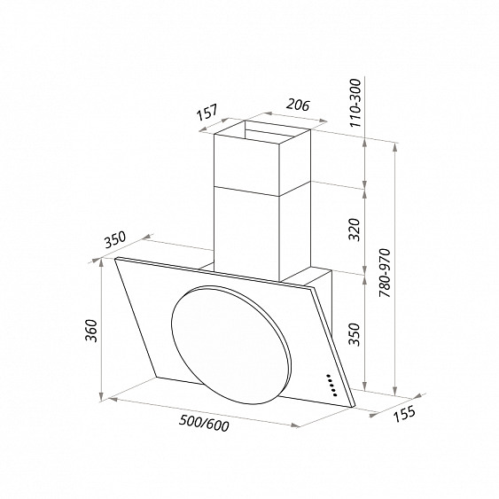 Вытяжка MAUNFELD TOWER L (PUSH) 60 черный/черное стекло купить с доставкой по Москве и Московской области в интернет-магазине АваТехно