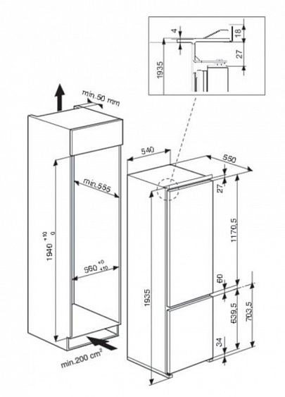 Встраиваемый холодильник Hotpoint-Ariston BCB 8020 AA F C O 3 купить с доставкой по Москве и Московской области в интернет-магазине АваТехно