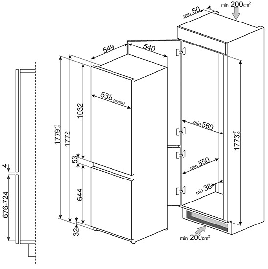 Холодильник SMEG C7280NLD2P1 купить с доставкой по Москве и Московской области в интернет-магазине АваТехно