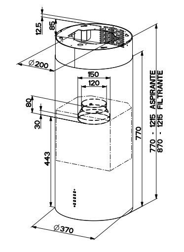 Вытяжка Faber Cylindra Isola EVO Plus WH Gloss A37 белый купить с доставкой по Москве и Московской области в интернет-магазине АваТехно