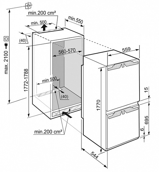 Холодильник встраиваемый LIEBHERR icbn 3356 купить с доставкой по Москве и Московской области в интернет-магазине АваТехно