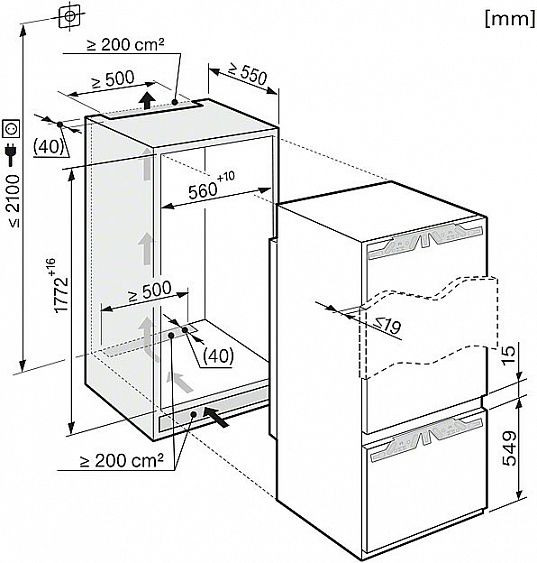 Встраиваемый холодильник Miele KF 37673 iD купить с доставкой по Москве и Московской области в интернет-магазине АваТехно