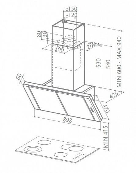 Вытяжка Faber Discovery ACT EG8 X A90 нержавеющая сталь купить с доставкой по Москве и Московской области в интернет-магазине АваТехно
