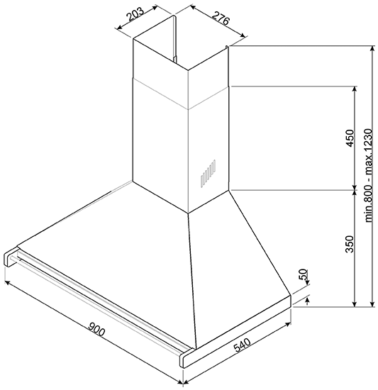 Каминная вытяжка SMEG KD90HNE купить с доставкой по Москве и Московской области в интернет-магазине АваТехно