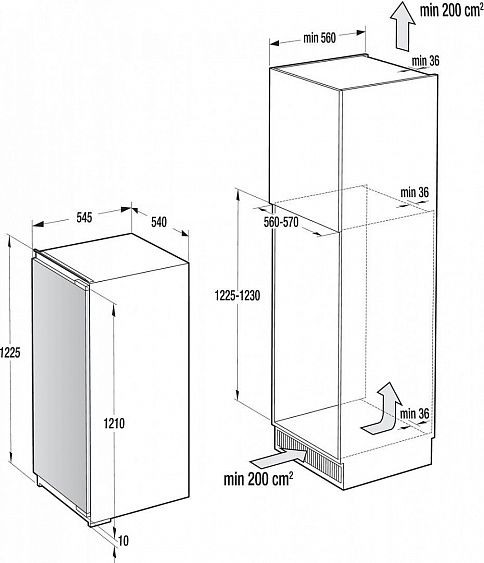 Встраиваемый холодильник GORENJE rbi 5121 cw купить с доставкой по Москве и Московской области в интернет-магазине АваТехно