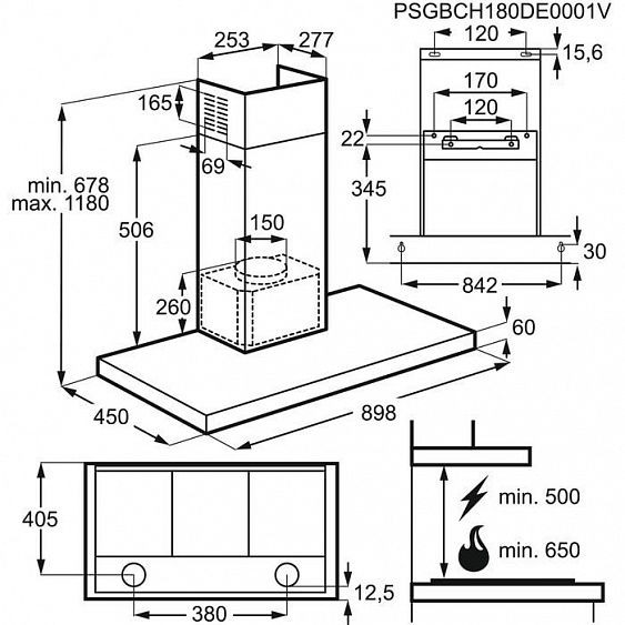 Каминная вытяжка Zanussi ZHB92670XA купить с доставкой по Москве и Московской области в интернет-магазине АваТехно