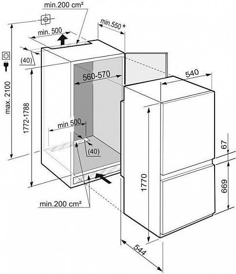 Встраиваемый холодильник Liebherr ICNS 3324 купить с доставкой по Москве и Московской области в интернет-магазине АваТехно