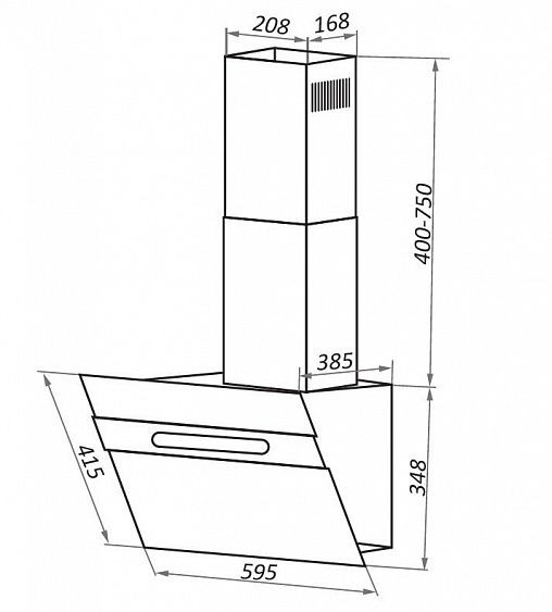 Каминная вытяжка Maunfeld Moon 60 черное стекло/вставка нержавейка купить с доставкой по Москве и Московской области в интернет-магазине АваТехно