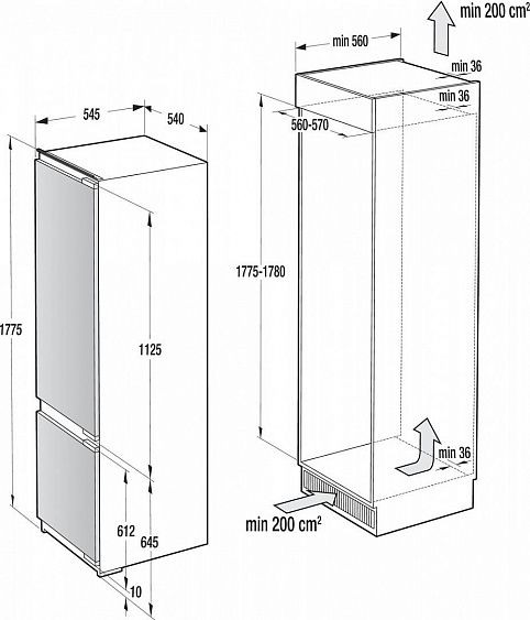 Встраиваемый холодильник Gorenje RKI 5181 KW купить с доставкой по Москве и Московской области в интернет-магазине АваТехно