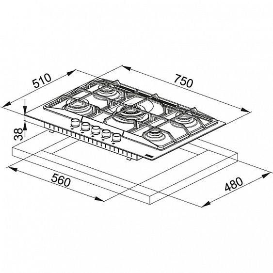 Варочная поверхность Franke FHNE 755 4G TC купить с доставкой по Москве и Московской области в интернет-магазине АваТехно