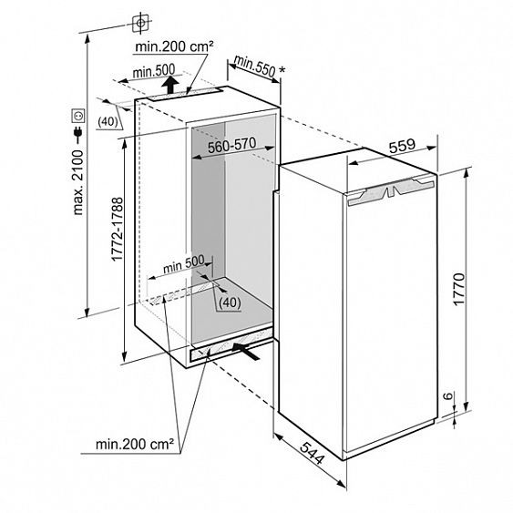 Встраиваемый холодильник LIEBHERR IK 3520-20 001 купить с доставкой по Москве и Московской области в интернет-магазине АваТехно