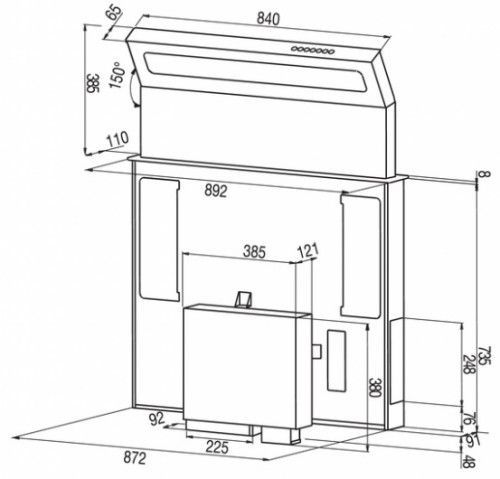 Встраиваемая вытяжка в стол BEST SWAN Slim 90 нерж.сталь/чёрное стекло 07G23300A купить с доставкой по Москве и Московской области в интернет-магазине АваТехно