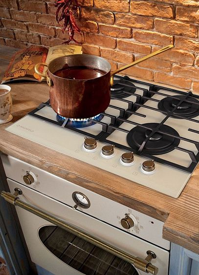 Газовая поверхность MAUNFELD mghg.64.17rib_cream glass (бежевое стекло+бронза) купить с доставкой по Москве и Московской области в интернет-магазине АваТехно