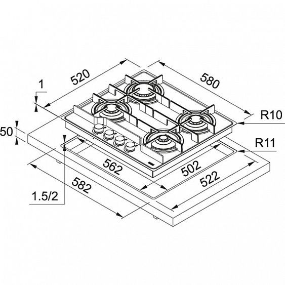 Варочная поверхность Franke FHFS 584 4G BK C черный купить с доставкой по Москве и Московской области в интернет-магазине АваТехно