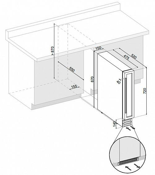 Винный шкаф DUNAVOX  dx-7.22ssk купить с доставкой по Москве и Московской области в интернет-магазине АваТехно
