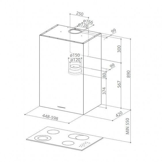 Вытяжка FABER CUBIA PLUS EV8 X A60 купить с доставкой по Москве и Московской области в интернет-магазине АваТехно