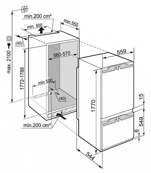 Встраиваемый холодильник LIEBHERR icbp 3256-20 001 купить с доставкой по Москве и Московской области в интернет-магазине АваТехно