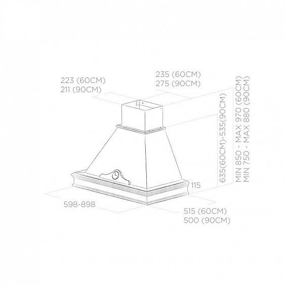 Вытяжка ELICA ORETTA WH/A/90 T.GREZZO (PRF0041955B) купить с доставкой по Москве и Московской области в интернет-магазине АваТехно