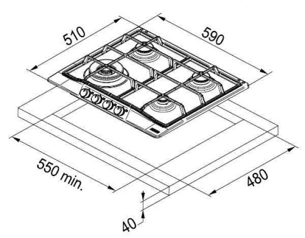 Поверхность FRANKE fhtl 604 3g tc xs c купить с доставкой по Москве и Московской области в интернет-магазине АваТехно