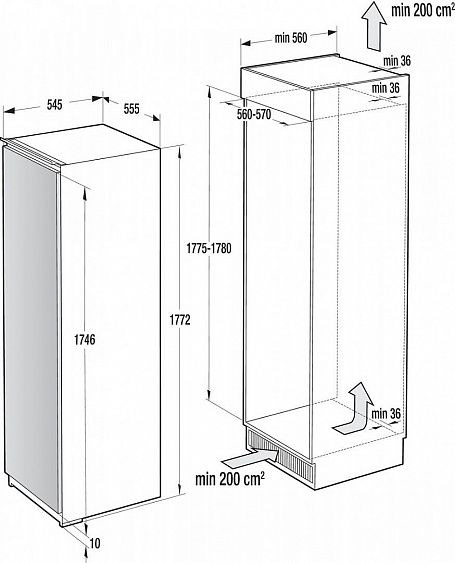 Встраиваемый холодильник GORENJE RI 5182 A1 купить с доставкой по Москве и Московской области в интернет-магазине АваТехно