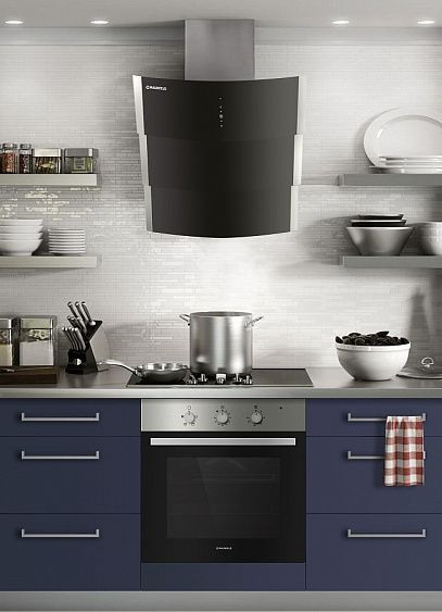 Вытяжка MAUNFELD ORION 60 черное стекло/полоски "сатин" купить с доставкой по Москве и Московской области в интернет-магазине АваТехно