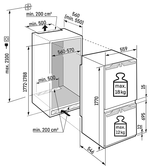 Встраиваемый холодильник LIEBHERR ICNE 5103 купить с доставкой по Москве и Московской области в интернет-магазине АваТехно
