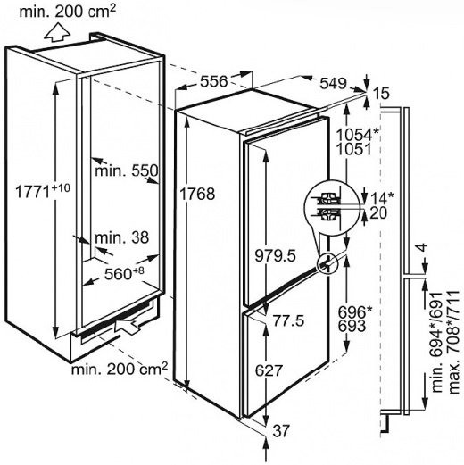 Холодильно-морозильный шкаф KUPPERSBUSCH IKE 3290-2-2 T жесткое крепление двери купить с доставкой по Москве и Московской области в интернет-магазине АваТехно