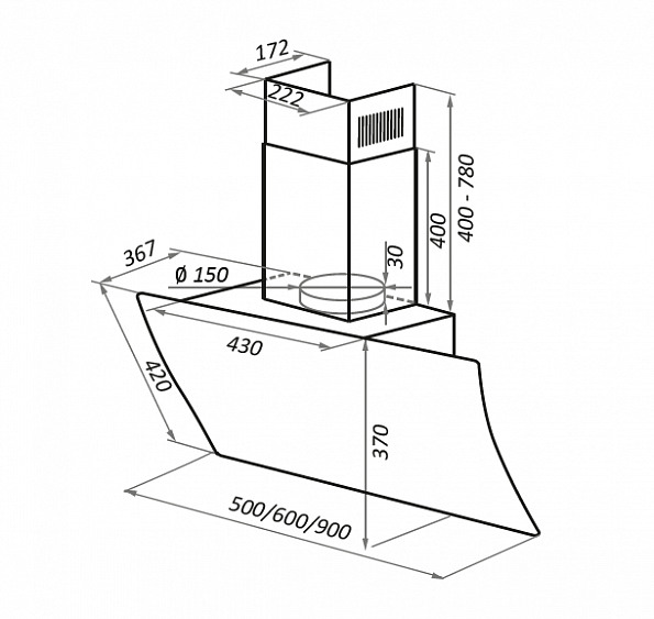 Вытяжка MAUNFELD SKY STAR CHEF 60 белый купить с доставкой по Москве и Московской области в интернет-магазине АваТехно