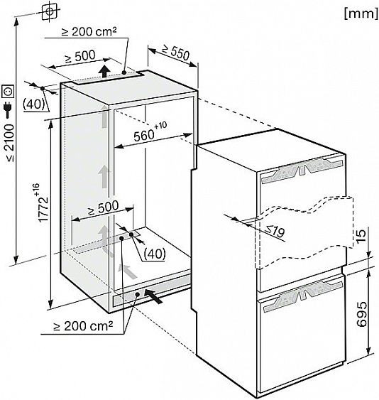 Встраиваемый холодильник Miele KFNS 37432 iD купить с доставкой по Москве и Московской области в интернет-магазине АваТехно