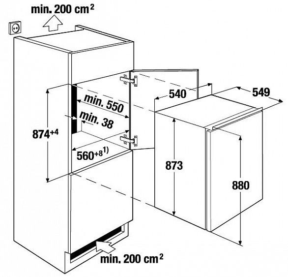 Холодильный шкаф KUPPERSBUSCH IKE 1660-3 скользящее крепление двери купить с доставкой по Москве и Московской области в интернет-магазине АваТехно