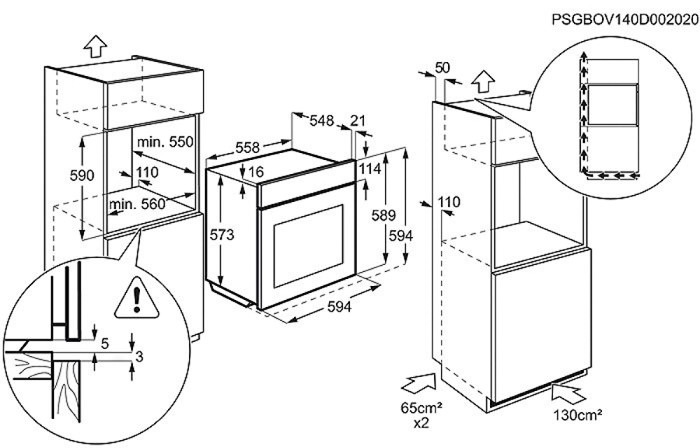Схемы встраивания духовых шкафов