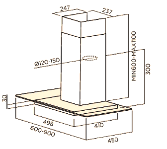 Вытяжка JET AIR NARNIA PB/A/90/IX/BL купить с доставкой по Москве и Московской области в интернет-магазине АваТехно