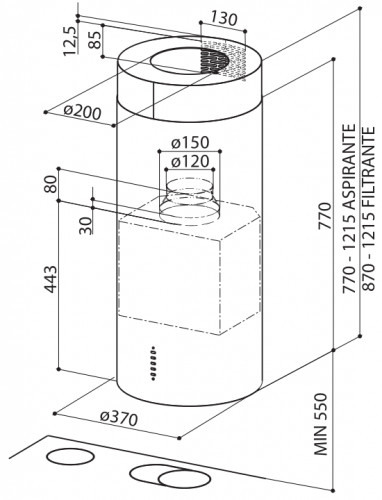Вытяжка FABER 110.0332.308 FABER CYLINDRA IS./4 EV8 X A37 купить с доставкой по Москве и Московской области в интернет-магазине АваТехно
