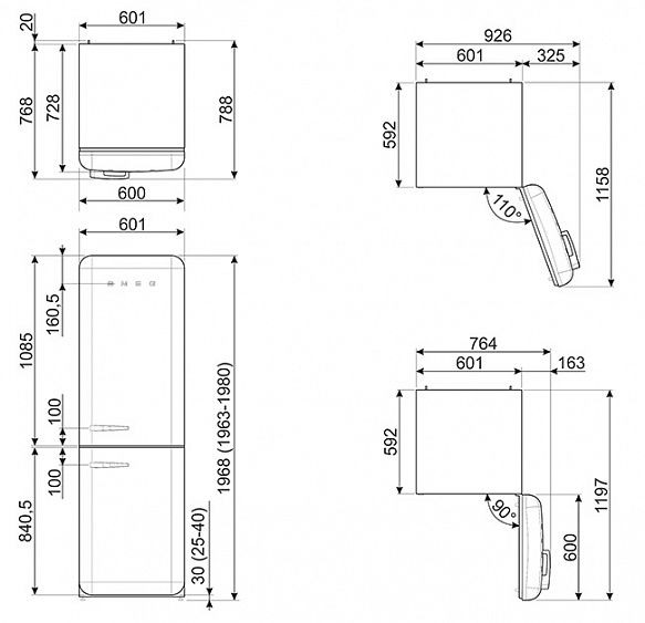 Холодильник SMEG FAB32LBE3 купить с доставкой по Москве и Московской области в интернет-магазине АваТехно