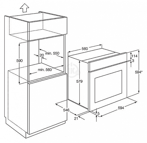 Духовой шкаф электрический встраиваемый чертеж
